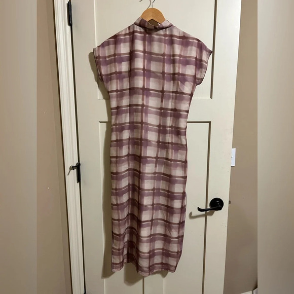 Old Shanghai Hong Kong Style Checker Patterned Cheongsam Dress Qipao sz M brown - Picture 3 of 8